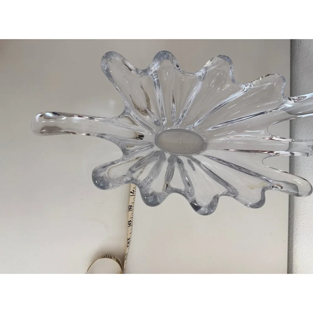 Vintage Heavy Lead Crystal Splash Bowl Large Clear Glass Centerpiece 16.5 Inch